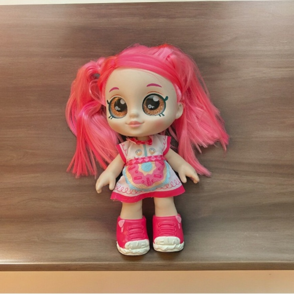 Kindi Kids 10" Doll Donatina Pink Hair Donut Dress Apron Pink Removeable Shoes